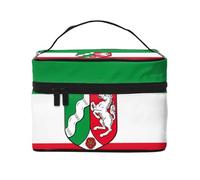 BOXILTD Flag of the canton of Mecklenburg Large Cosmetic Bag for Women - Travel Makeup Bag for Home, Gym, and Long Trips, Black, Flag Of North Rhine Westphalia, One Size