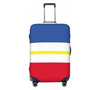 BOXILTD Flag of the canton of Mecklenburg Travel Luggage Cover Protector - Suitcase Cover Protector Fit 18-32 Inch Luggage, Black, purple, red, Black, Large