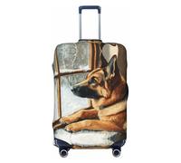 BOXILTD German shepherds Travel Luggage Cover Protector - Suitcase Cover Protector Fit 18-32 Inch Luggage, Black, purple, red, Black, M