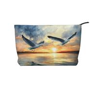BOXILTD Graffiti on the wall Makeup Bag - Soft Travel Makeup Bag, Compact Cosmetic Case with Zipper Closure Ideal for Essentials, Flying Seagulls, One Size