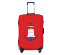 BOXILTD Hamburg Flag Travel Luggage Cover Protector - Suitcase Cover Protector Fit 18-32 Inch Luggage, Black, purple, red, Black, Small