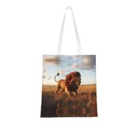 BOXILTD Land sea turtle Tote Bag - Stylish Canvas Tote Bags for Women, Reusable Grocery Shopping Cloth Bag, Savannah Lions, One Size