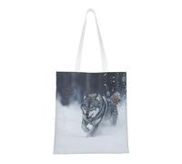 BOXILTD Land sea turtle Tote Bag - Stylish Canvas Tote Bags for Women, Reusable Grocery Shopping Cloth Bag, Running Wolf, One Size