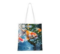 BOXILTD Land sea turtle Tote Bag - Stylish Canvas Tote Bags for Women, Reusable Grocery Shopping Cloth Bag, Jumping Goldfish, One Size