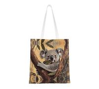 BOXILTD Land sea turtle Tote Bag - Stylish Canvas Tote Bags for Women, Reusable Grocery Shopping Cloth Bag, Koalas Foraging for Food, One Size