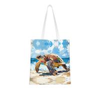 BOXILTD Land sea turtle Tote Bag - Stylish Canvas Tote Bags for Women, Reusable Grocery Shopping Cloth Bag, Land Sea Turtle, One Size