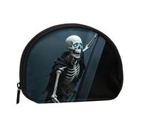 BOXILTD Lean Bones Print Halloween Shell-Shaped Coin Purse | Show Off Playful Spooky Halloween Style, Handy Compact Carry-All for Coins, Keys & Lipstick