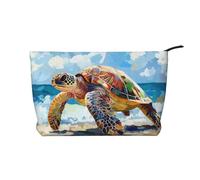 BOXILTD Leaping Wolf Makeup Bag - Soft Travel Makeup Bag, Compact Cosmetic Case with Zipper Closure Ideal for Essentials, Land Sea Turtle, One Size