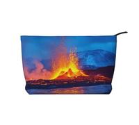 BOXILTD Leaping Wolf Makeup Bag - Soft Travel Makeup Bag, Compact Cosmetic Case with Zipper Closure Ideal for Essentials, Lava, One Size