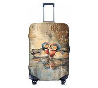 BOXILTD mandarin duck Travel Luggage Cover Protector - Suitcase Cover Protector Fit 18-32 Inch Luggage, Black, purple, red, Black, M