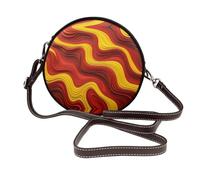 BOXILTD Natural pink Shoulder Bag - Leather Crossbody Bags with Adjustable Strap, Perfect for Work, Travel and Shopping, Red and Yellow Curved Elements, One Size