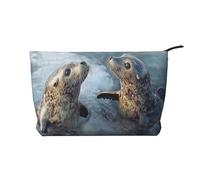 BOXILTD Parrots on Trees Makeup Bag - Soft Travel Makeup Bag, Compact Cosmetic Case with Zipper Closure Ideal for Essentials, Naughty Seal, One Size