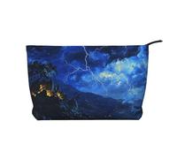 BOXILTD Parrots on Trees Makeup Bag - Soft Travel Makeup Bag, Compact Cosmetic Case with Zipper Closure Ideal for Essentials, Lightning Night Sky, One Size