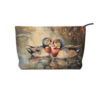 BOXILTD Parrots on Trees Makeup Bag - Soft Travel Makeup Bag, Compact Cosmetic Case with Zipper Closure Ideal for Essentials, Mandarin Duck, One Size