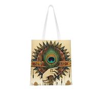 BOXILTD Red graffiti Tote Bag - Stylish Canvas Tote Bags for Women, Reusable Grocery Shopping Cloth Bag, Peacock Feather, One Size