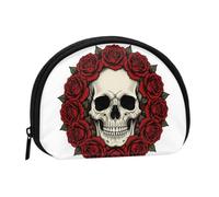 BOXILTD Rose Circle Print Halloween Shell-Shaped Coin Purse | Show Off Playful Spooky Halloween Style, Handy Compact Carry-All for Coins, Keys & Lipstick
