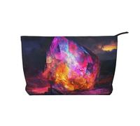 BOXILTD Rotating asteroid Makeup Bag - Soft Travel Makeup Bag, Compact Cosmetic Case with Zipper Closure Ideal for Essentials, Rainbow Gemstones, One Size
