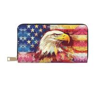 BOXILTD Soaring Eagle Leather Wallet for Men & Women - Long zipper wallet, Large Capacity Credit Card Holder Travel Purs, Handsome Eagle, One Size