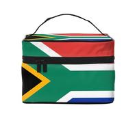 BOXILTD South Carolina Flag Large Cosmetic Bag for Women - Travel Makeup Bag for Home, Gym, and Long Trips, Black, South Africa Flag, One Size