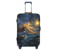 BOXILTD Strange Octopus Travel Luggage Cover Protector - Suitcase Cover Protector Fit 18-32 Inch Luggage, Black, purple, red, Black, S