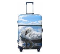 BOXILTD Swan on the water surface Travel Luggage Cover Protector - Suitcase Cover Protector Fit 18-32 Inch Luggage, Black, purple, red, Black, S