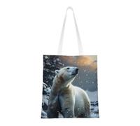 BOXILTD The underwater world Tote Bag - Stylish Canvas Tote Bags for Women, Reusable Grocery Shopping Cloth Bag, Polar Bear in Winter, One Size