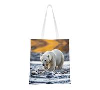 BOXILTD The underwater world Tote Bag - Stylish Canvas Tote Bags for Women, Reusable Grocery Shopping Cloth Bag, Polar Bear Fishing (1), One Size