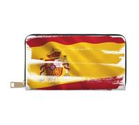 BOXILTD Thuringia flag Leather Wallet for Men & Women - Long zipper wallet, Large Capacity Credit Card Holder Travel Purs, Spain Flag, One Size