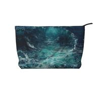 BOXILTD Two flowers Makeup Bag - Soft Travel Makeup Bag, Compact Cosmetic Case with Zipper Closure Ideal for Essentials, The Deep Ocean, One Size
