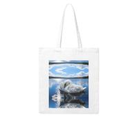 BOXILTD Uranus Canvas Tote Bag - Reusable and Eco-Friendly Tote Bags Suitable for Many Occasions, Swan on the Water Surface, One Size