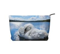 BOXILTD Uranus Makeup Bag - Soft Travel Makeup Bag, Compact Cosmetic Case with Zipper Closure Ideal for Essentials, Swan On The Water Surface, One Size