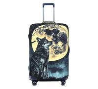 BOXILTD wolf under moon Travel Luggage Cover Protector - Suitcase Cover Protector Fit 18-32 Inch Luggage, Black, purple, red, Black, S
