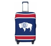 BOXILTD Wyoming State Flag Travel Luggage Cover Protector - Suitcase Cover Protector Fit 18-32 Inch Luggage, Black, purple, red, Black, S