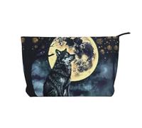BOXILTD Yellow circle Makeup Bag - Soft Travel Makeup Bag, Compact Cosmetic Case with Zipper Closure Ideal for Essentials, Wolf Under Moon, One Size