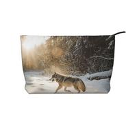 BOXILTD Yellow circle Makeup Bag - Soft Travel Makeup Bag, Compact Cosmetic Case with Zipper Closure Ideal for Essentials, Wolf In The Snow, One Size