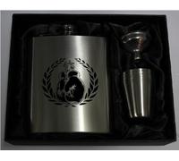 BOXING 7oZ Hip Flask with 4 cups HF228 can be Personalised Engraved Free in silk lined gift box