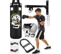 Boxing bag 3ft junior punch bag with wall Bracket, bag Mitts MMA Muay Thai Kickboxing punching bag boxing equipment punch bag for Indoor or Outdoor boxing Training set (BLACK)