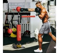 SPORTNOW 140-205cm Inflatable Boxing Bag with Reaction Bar Challenge, Freestanding Punching Bag Training Equipment, with Suction Cups, Speed Punching Bag, MMA Equipment, Red
