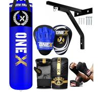 Boxing bag heavy duty 3ft - 4ft - 5ft punch bag with bag Mitts MMA Muay Thai Kickboxing punching bag best boxing equipment for Indoor or Outdoor boxing Training set (Blue, 5ft)