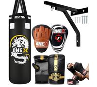 Boxing bag heavy duty 3ft - 4ft - 5ft punch bag with bag Mitts MMA Muay Thai Kickboxing punching bag best boxing equipment for Indoor or Outdoor boxing Training set (Black, 3ft)