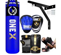 Boxing bag heavy duty 3ft - 4ft - 5ft punch bag with bag Mitts MMA Muay Thai Kickboxing punching bag best boxing equipment for Indoor or Outdoor boxing Training set (Blue, 4ft)