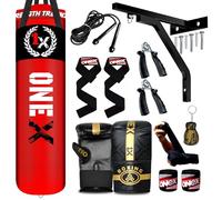 Boxing bag heavy duty punching bag Filled 5ft 4ft 3ft set, punch bag Kickboxing MMA Grappling Muay Thai Karate BJJ best punch bags equipment for Indoor or Outdoor boxing Training (RED, 4FT)