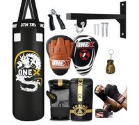 Boxing bag heavy duty punching bag Filled set, Focus pads, punch bag Kickboxing MMA Grappling Muay Thai Karate BJJ best punch bags equipment for Indoor or Outdoor boxing Training (Black, 3ft)