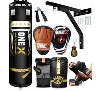 Boxing bag heavy duty punching bag Filled set, Focus pads, punch bag Kickboxing MMA Grappling Muay Thai Karate BJJ best punch bags equipment for Indoor or Outdoor boxing Training (Black, 5ft)