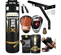 Boxing bag heavy duty punching bag Filled set, Focus pads, punch bag Kickboxing MMA Grappling Muay Thai Karate BJJ best punch bags equipment for Indoor or Outdoor boxing Training (Black, 4ft)