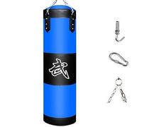 Boxing Bag Punch Sandbag Durable Boxing Heavy Punch Bag With Metal Chain Hook Carabiner Fitness Training Punch Bags(Blue100cm)