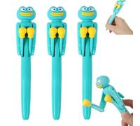 Boxing Ballpoint Pens, Green Frog Character Boxing Point Pens (3PCS) | Funky Stationery for All Ages, Kids, Office and School Supplies, Sand Sculpture, Stress Relief