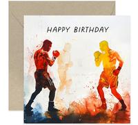 Boxing Birthday Card for Him - Boxing Match Birthday Card for Men Women - Sports Greeting Card for Boy Birthday - Nephew, Son, Uncle, Dad, Husband | Blank Inside Envelope