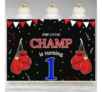 Boxing Birthday Party Backdrop Boy First 1st Bday Red Black Boxer Sport Photography Background Banner Fight Night Decoration 210X150cm