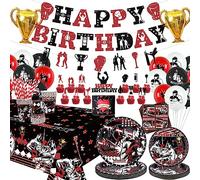 Boxing Birthday Party Decorations, Boxer Boxing Match Fight Sports Party Supplies - HAPPY BIRTHDAY Banner, Plates, Tablecloths, Balloons, Napkins, Cups, Wrestling Party Supplies, Serve 20 Guests